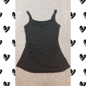 Maurice's Black Polka-Dot Tank Top w/ Lace EUC S